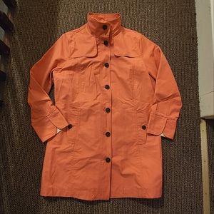 Eddie Bauer Cotton Rain Trench Coat Jacket Coral Pink Petite Extra Large